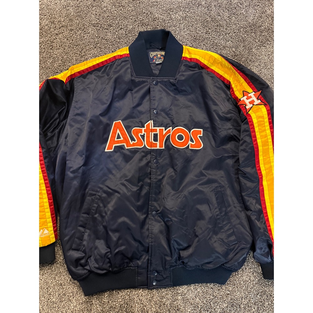 Majestic Houston Astros Cooperstown Collection Navy Satin Jacket Mens 3XL Retro